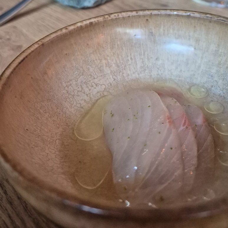 Hamachi dish at restaurant Kajo in Tampere