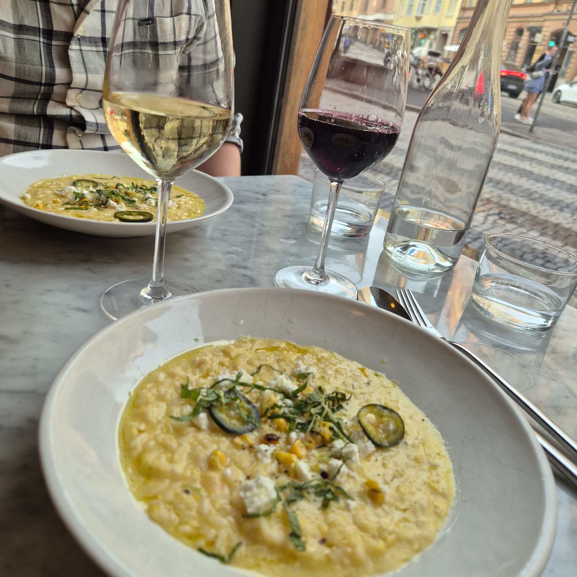 Corn risotto from Yes Yes Yes restaurant tasting menu in Helsinki