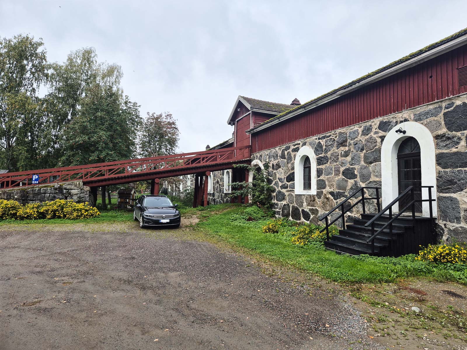 Old stone cowshed in the farmyard of Wehmaa Manor in Juva